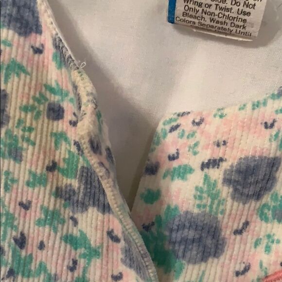 Vtg  floral corduroy footie onesie romper - Picture 4 of 8